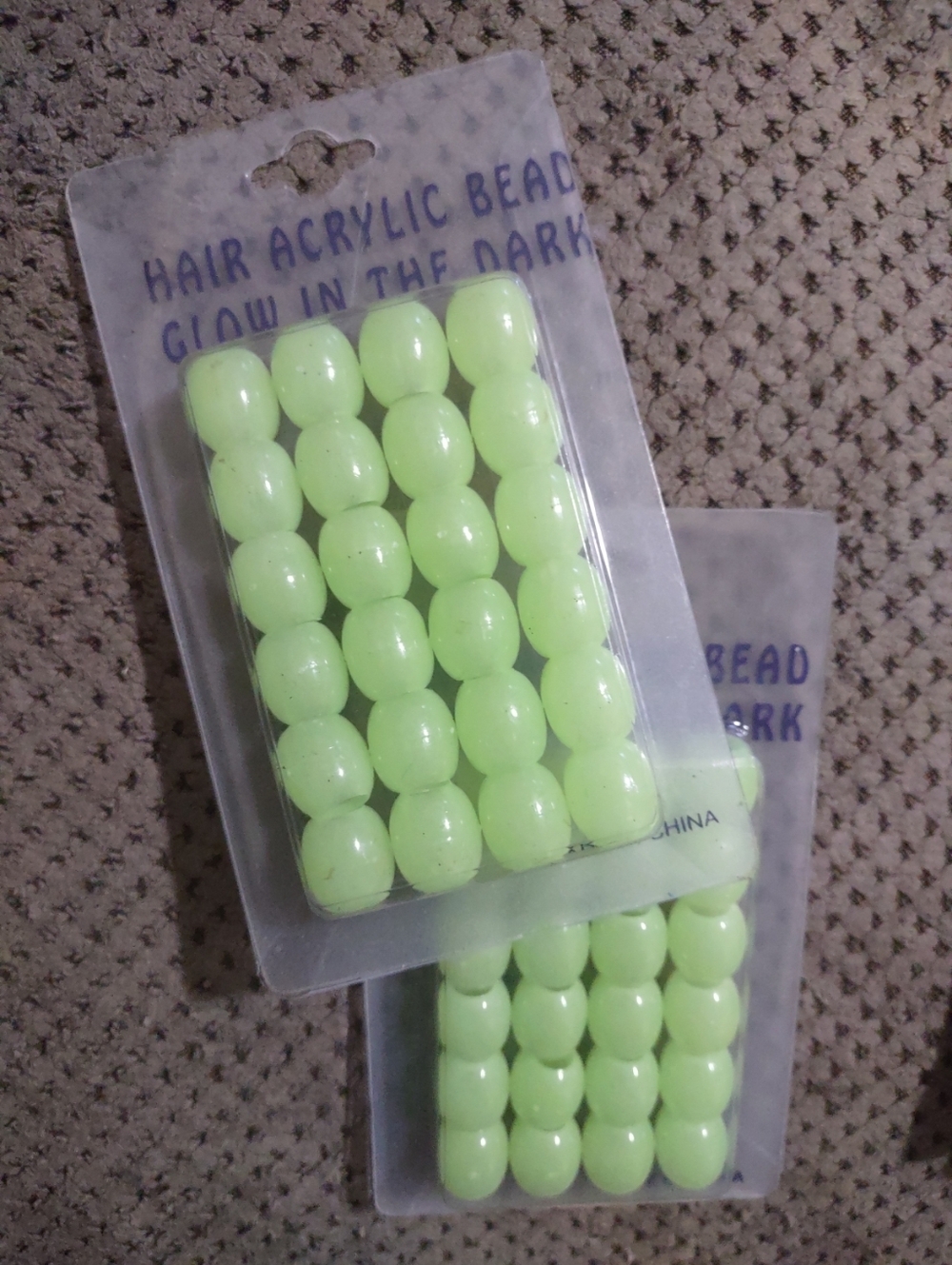 Green Acrylic Hair Beads Glow In The Dark